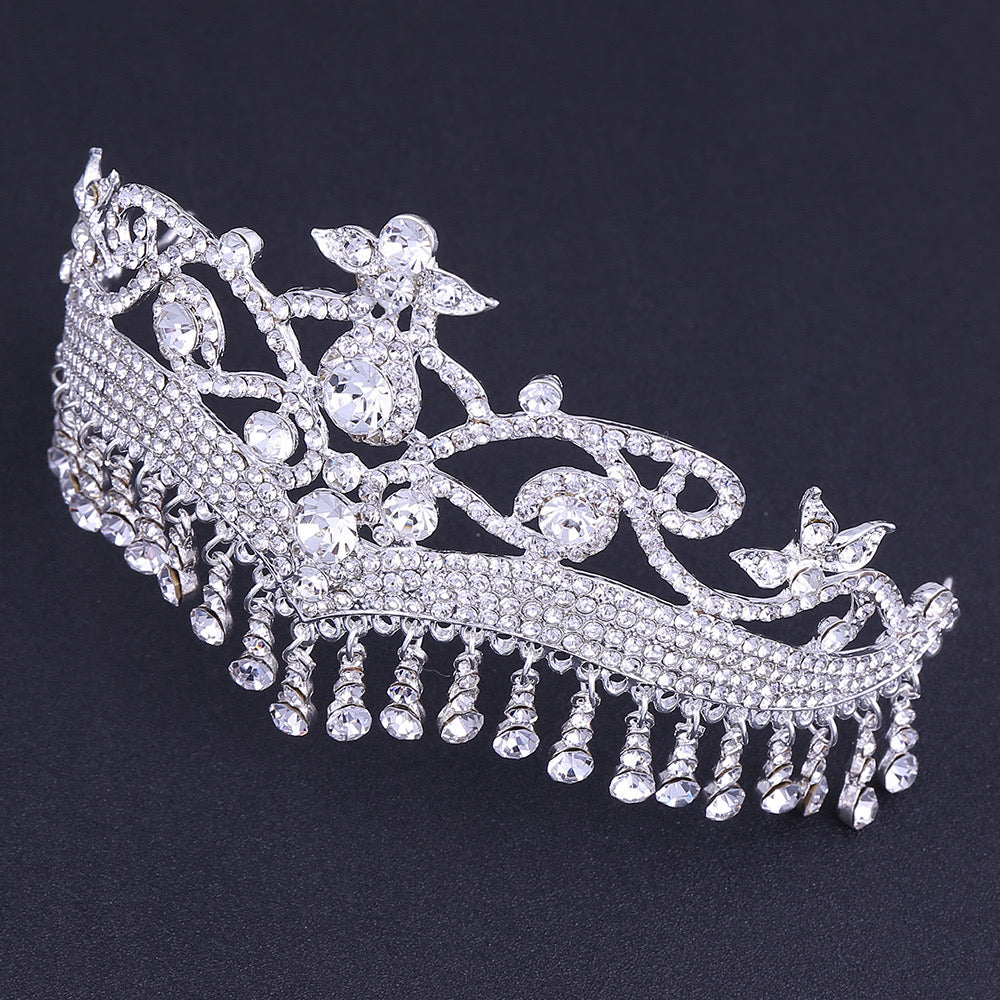 Baroque Crystal Wedding Headdress Princess Rhinestone Headband silver drop tiara crown bridal jewelry