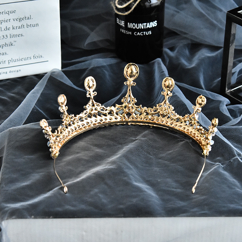 Handmade Purple Champagne Crystal Bridal Tiaras Crown Women Wedding Headdress Crown Party Costume Hair Accessories pearl