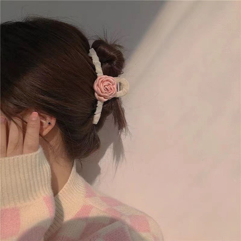 Pink flower Hair Claws Flower Vintage Hair Grab Clips Women Accessories Shark Clips Girl Hair Styling Tool