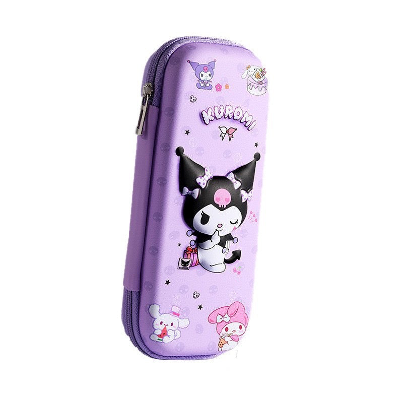 Sanrio 3D Stereoscopic Pencil Case Melody Cartoon Kuromi Kids Anti-Fall Pencil Case Large-Capacity School Supplies Portable Gift