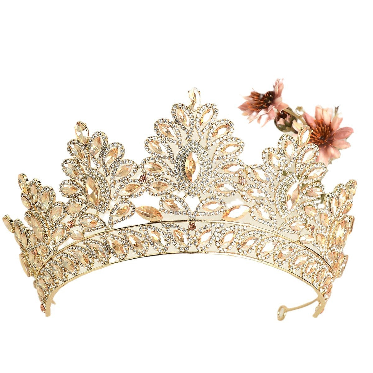 Gold Tiara Crown for Women Birthday Headband for Girls Crystal Queen Crown Hair Accessories for Bride Party Bridesmaids Bridal Prom Halloween Costume Cosplay Christmas