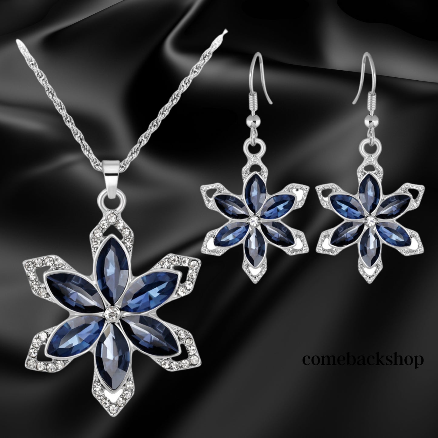 Jewelry Sets Blue Crystal Bridal Necklace Earrings Set Rhinestone Prom Costume Jewelry Set Choker Necklace for Women and Girls