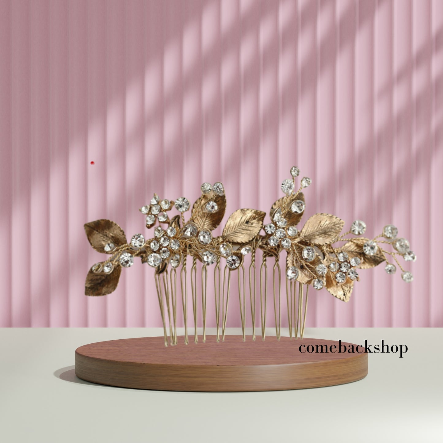 Handmade Wedding Hair Comb Clip Rhinestone Bridal Hair Comb Piece, Gold Hair Accessories for Brides Wedding