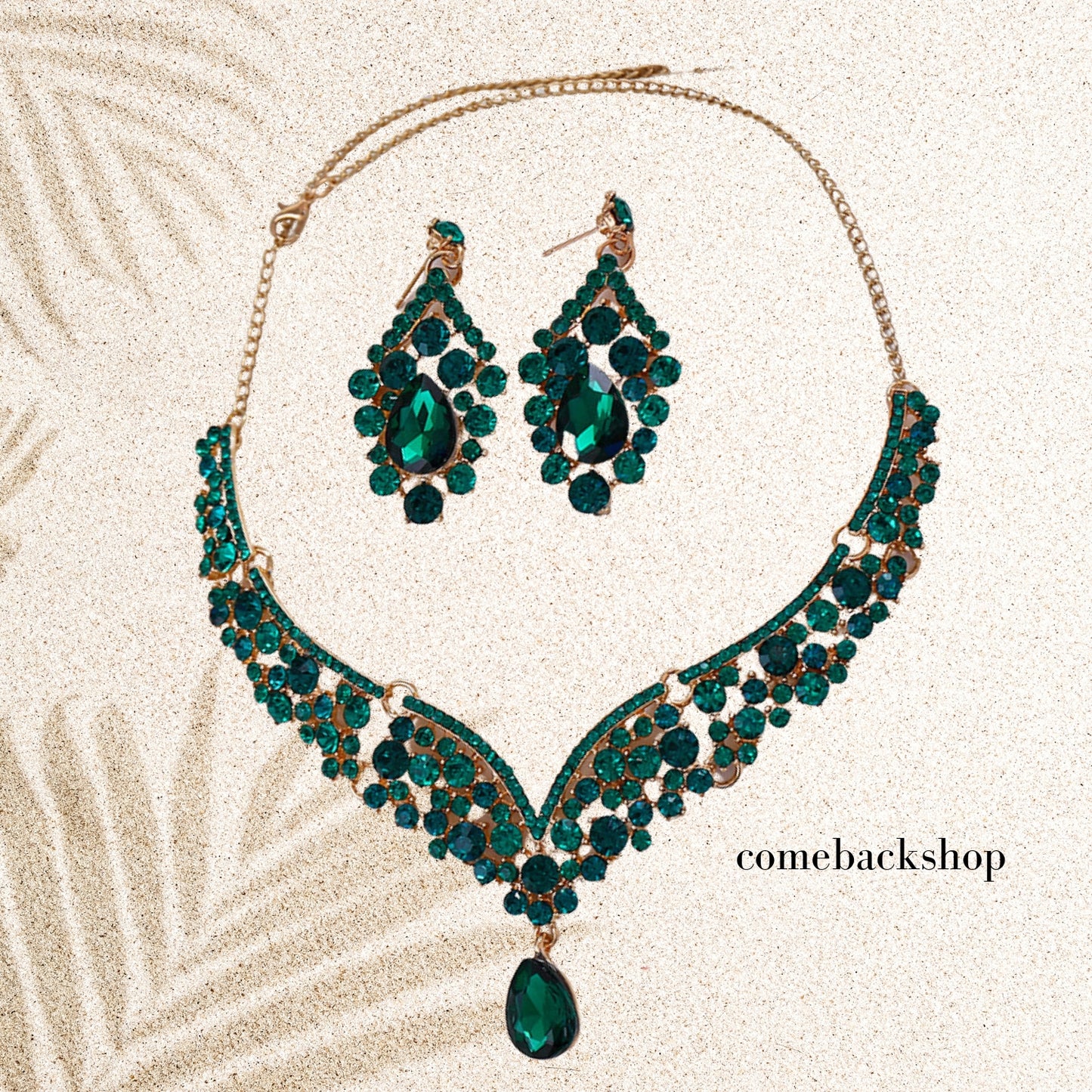 Crystal Necklace Earrings Ring Bridal Jewelry Sets for Brides Wedding Party Costume Accessories Gifts for Women