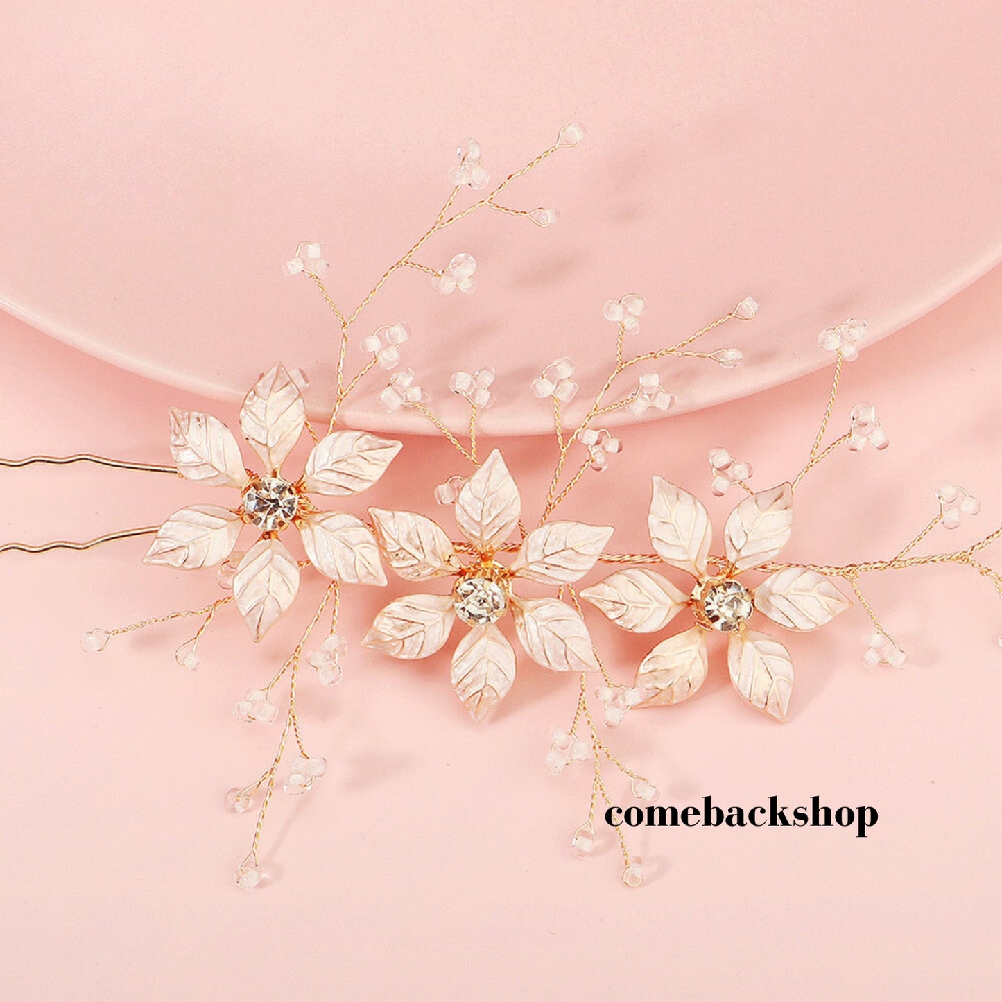 Bride Wedding Flower Hair Pins Bridal Pearl Hair Piece Crystal Hair Accessories for Women and Girls