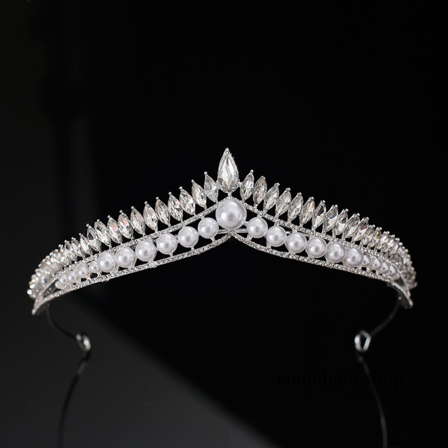 Comebackshop Tiara wedding Crown bridal Jewelry Pearl Holiday gift Princess Hair accessories