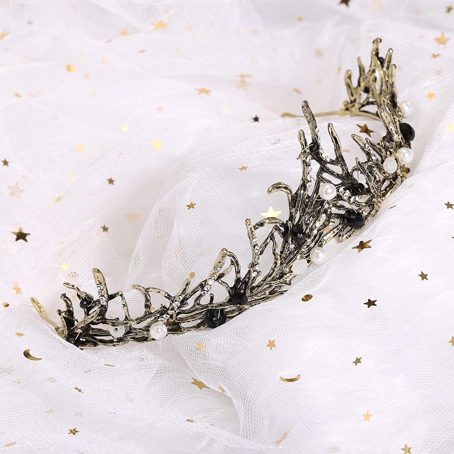 Tiaras Princess Vintage with Pearl, Girls Adult Bridal Hair Accessories Gifts for Christmas Halloween Costume, Birthday Party, Wedding