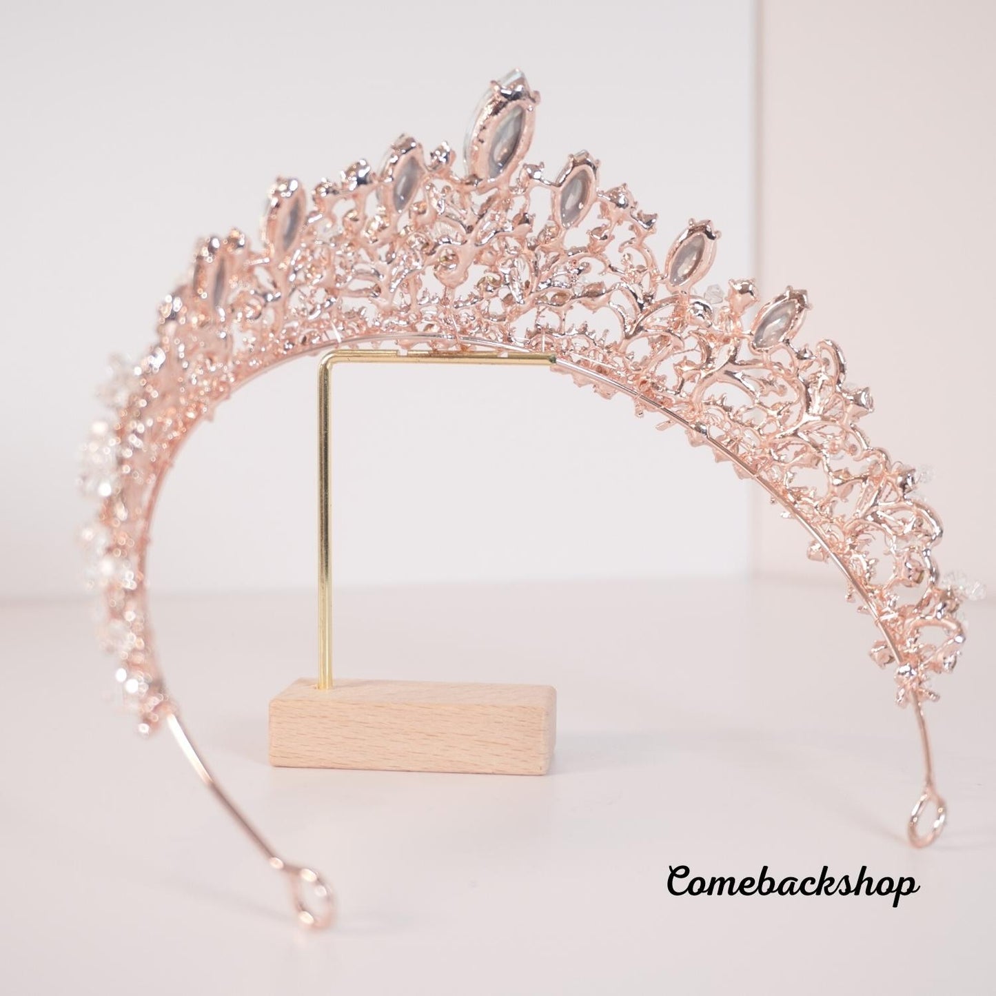 Wedding Tiara Bridal Crown for Wedding Bride Gold Rhinestone Crowns,Swarovski Pink