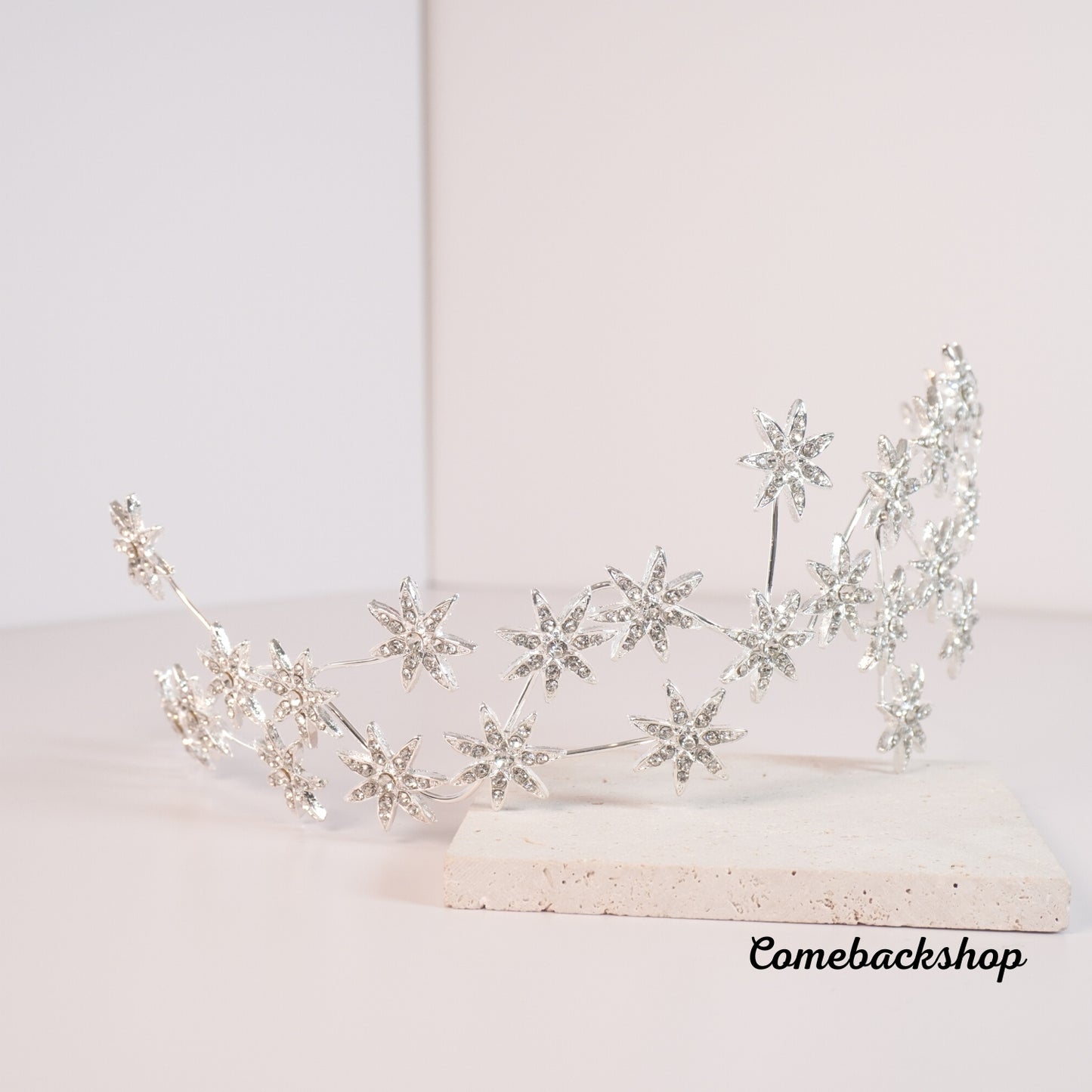 Star Wedding Hair Vine Flower Bridal Hair Piece Crystal Rhinestone Long Headband for Women and Girls,silver