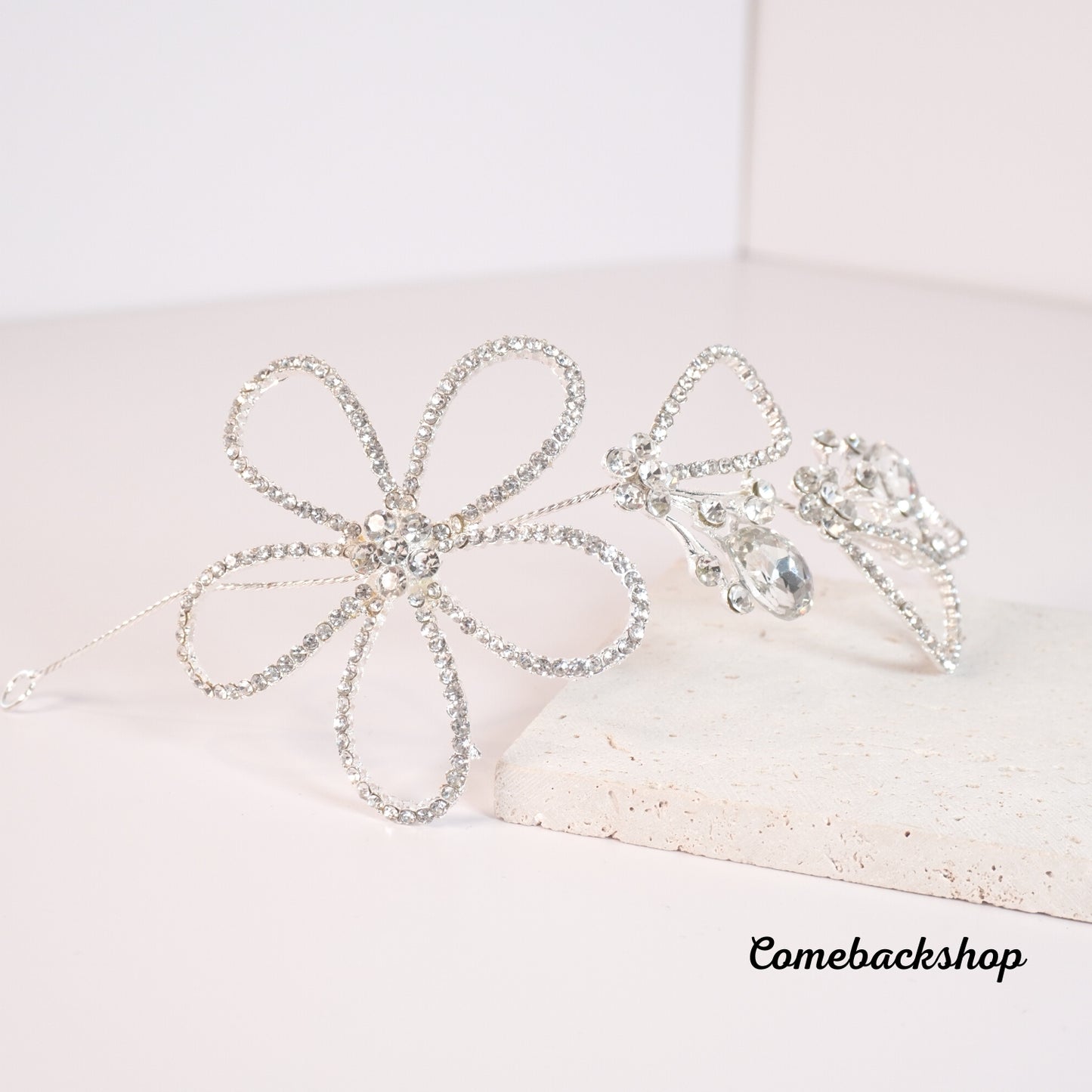 Flower Silver Rhinestone Wedding Headband Tiara Crystal Headpiece Bridal Hair Accessories for Bride Women