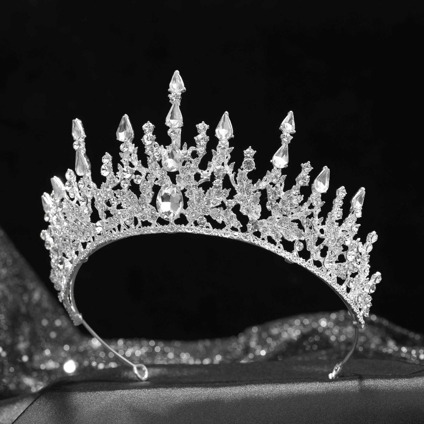 Noble Stunning Silver Rhinestone Crown and Tiaras Wedding Bride Queen Headband Woman Hair Accessories Hairwear Jewelry,Swarovski