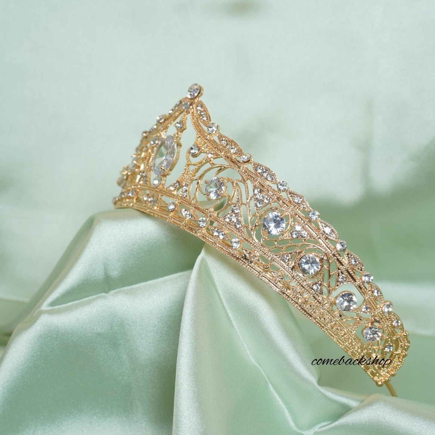 Gold Tiaras and Crowns for Women Crystal Headband for Girl Champagne Rhinestone Hair Accessories for Bride Wedding Bridal Prom Birthday Party Queen Princess Decorations