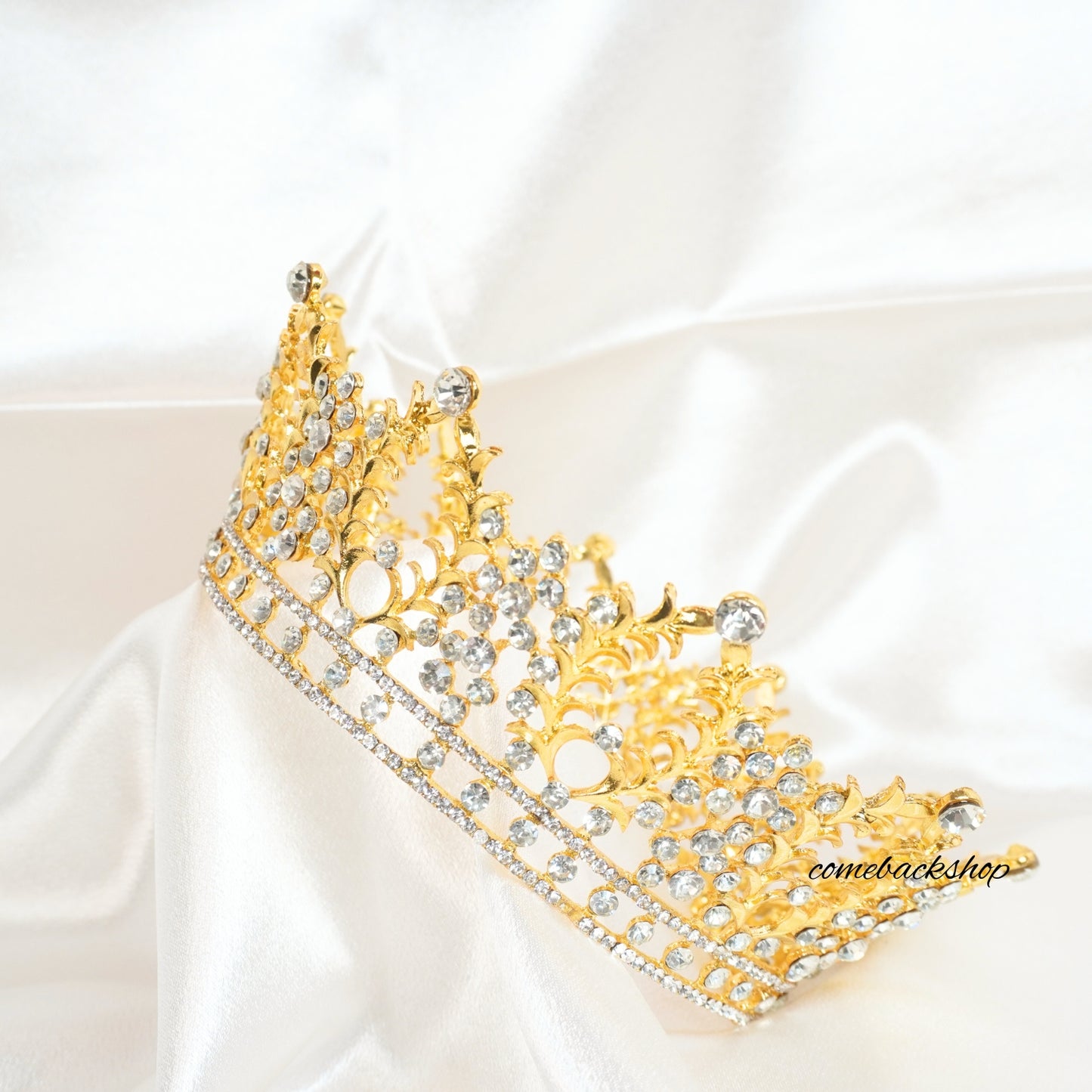 Tiara crown gold round full crown headpiece tiara hair accessories wedding tiara,flower girl,birthday gift