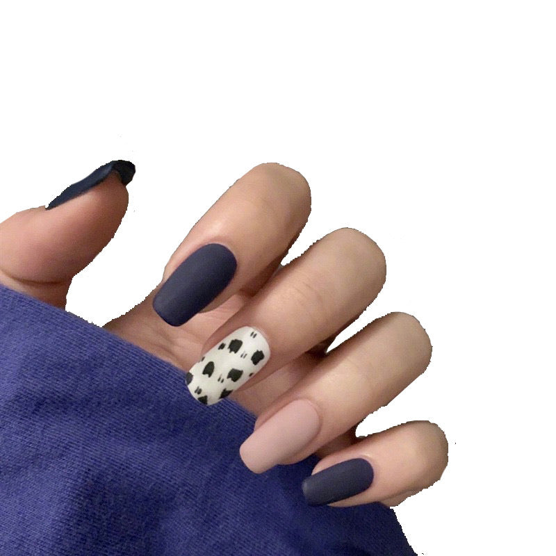 French Ombre False Nails Glossy Gradient Full Cover Short Square Fake Nails