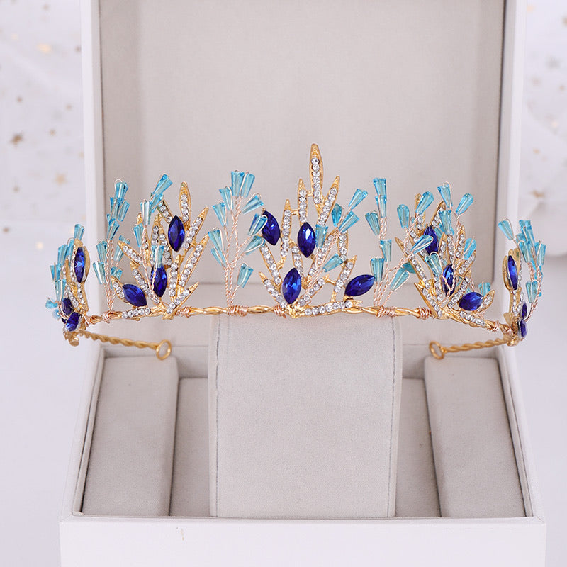FAST SHIP Crystal Bridal Tiara | Crystal Wedding Headband | Wedding Hair Accessories | Cystal Headpiece | Princess Quinceanera Tiara Crown,blue