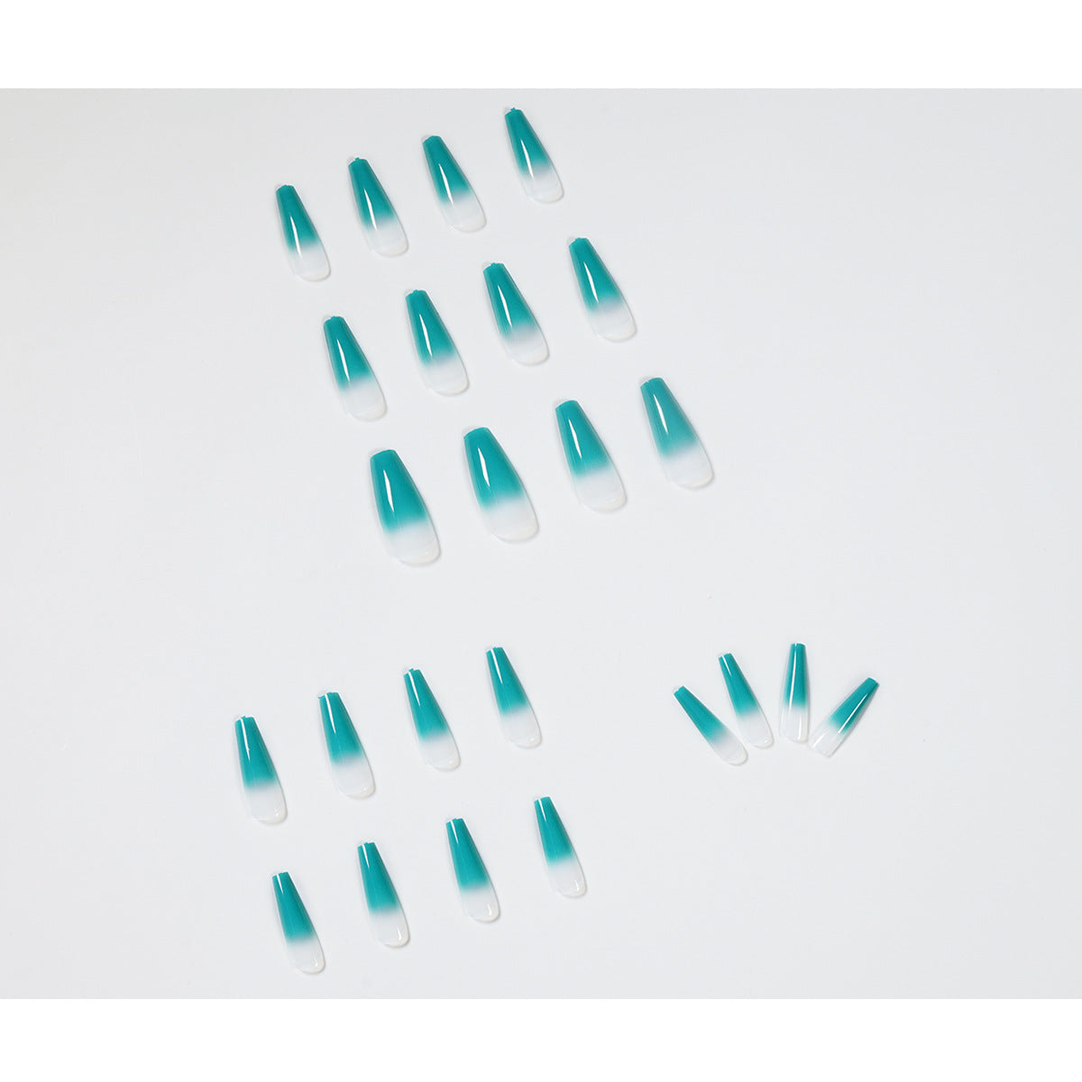 Ocean blue False Nails Wearable Rhinestone Gradiant Ballerina Design Fake Nails Full Cover Press on Nail