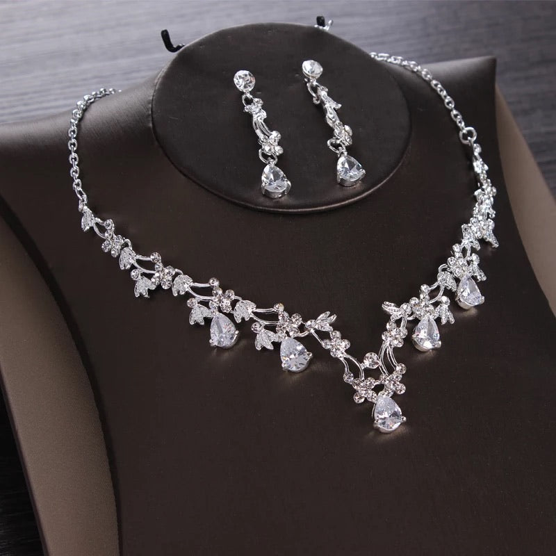Bridal Jewelry Sets Wedding Cubic Zircon Crown Tiaras Earring Choker Necklace,Swarovski