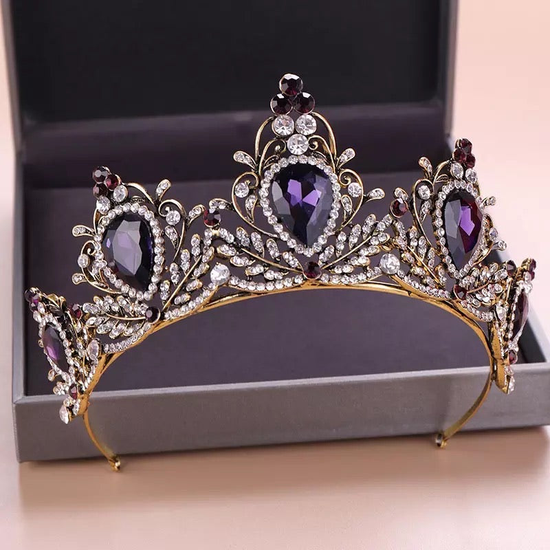 Purple Crystal Bridal Crown Tiaras Headbands Magnificent Rhinestone,Swarovski