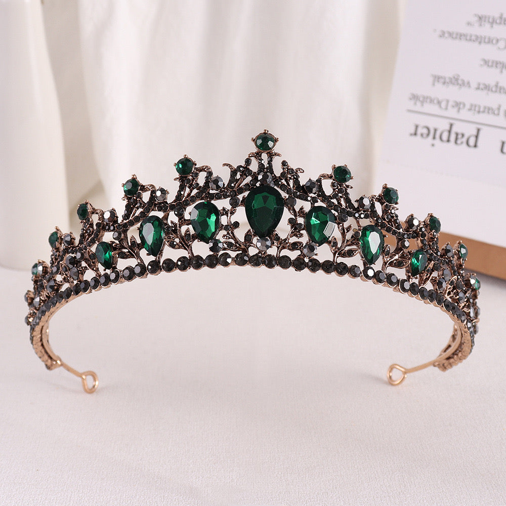 Green Wedding Hair Accessories Alloy Bridal Tiaras Gold birthday party gift prom dress tiara hair piece