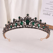 Load image into Gallery viewer, Green Wedding Hair Accessories Alloy Bridal Tiaras Gold birthday party gift prom dress tiara hair piece