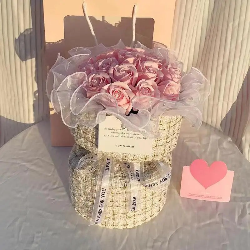 Rose with Clear Gift Box And Light, Led Soap Flower Bouquet Valentines Day Gifts Business Gifts Christmas Gift Set Bridesmaids Gifts Boyfriend Gift Mother's Day