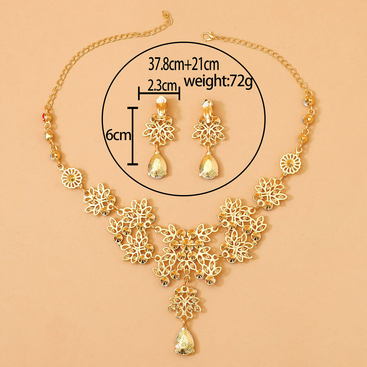 Bridal Jewelry Set Rhinestone Necklace Bracelet Dangle Earrings for Bride Bridesmaid Teardrop Pendant Crystal Wedding Prom Jewelry Accessories for Women