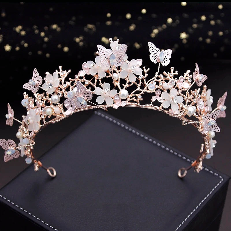 Wedding Tiaras and Crowns for Women Tiaras for Girls Birthday Party Hair Accessories Bride Headband Bride for Prom Christmas butterfly