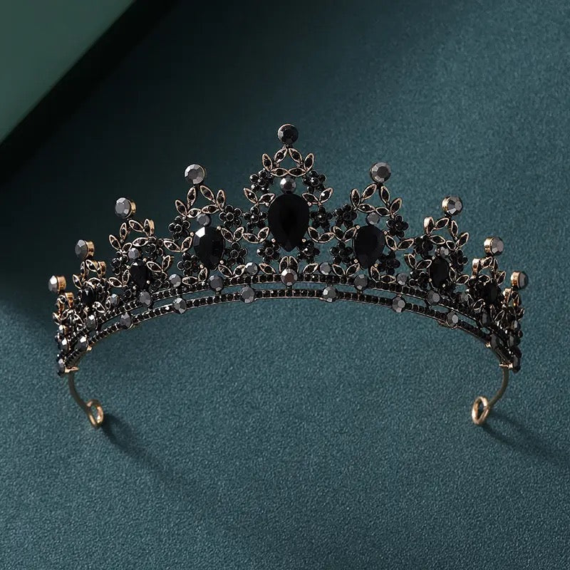 Black Rhinestone Crystal Bridal Tiaras Crown Pageant Women