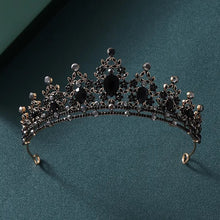 Load image into Gallery viewer, Black Rhinestone Crystal Bridal Tiaras Crown Pageant Women