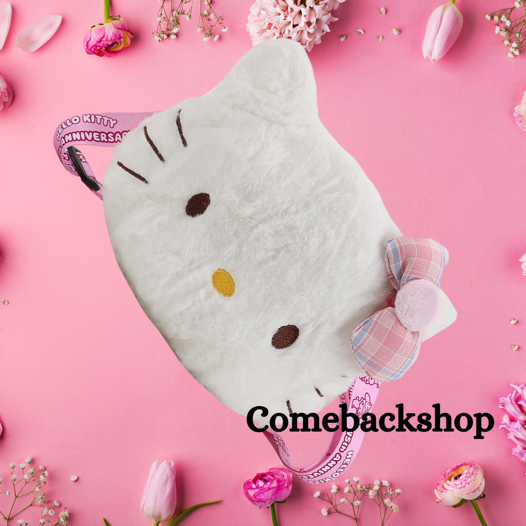 Kawaii Sanrio Hello Kitty Mini Shoulder Bag Cartoon Messenger Plush Backpack Earphone Storage Bag for Girl Kids Cute Rucksack