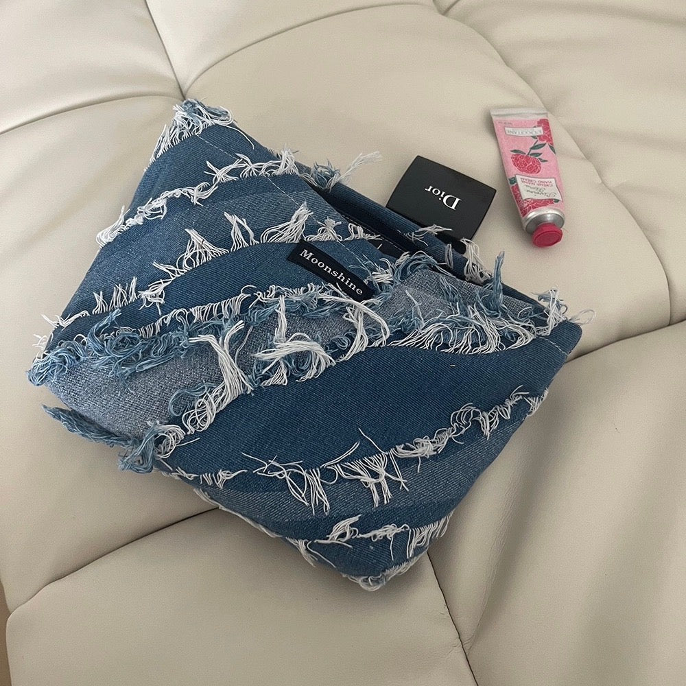 Blue Cosmetic Bag Clutch Bag Large Makeup Organizer Bags Korean Cosmetic Pouch Women Cute Toiletry Beauty Case