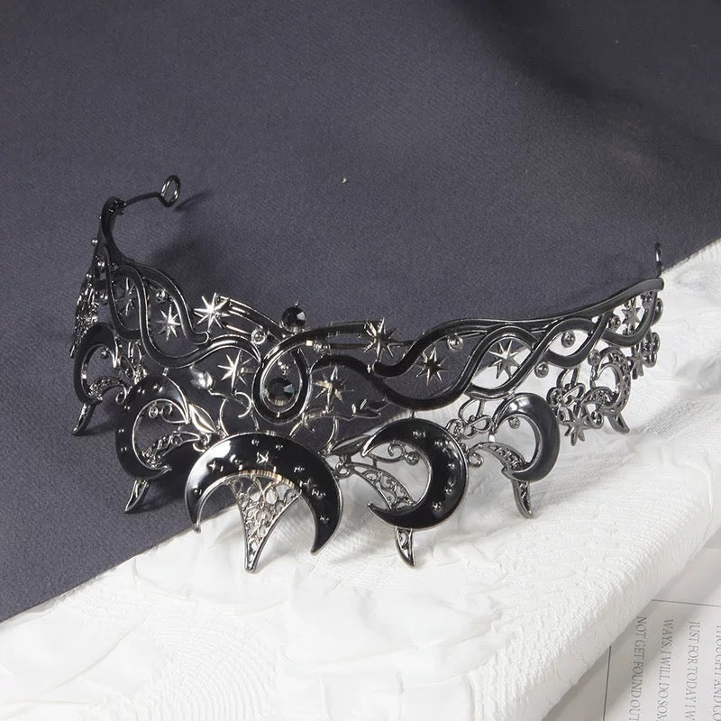 Moon Goth Crown Crystal Tiara Princess Hair Piece Wedding Tiara Wedding Crown Birthday Crown Sweet 16 Crown