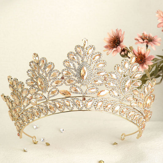 Gold Tiara Crown for Women Birthday Headband for Girls Crystal Queen Crown Hair Accessories for Bride Party Bridesmaids Bridal Prom Halloween Costume Cosplay Christmas