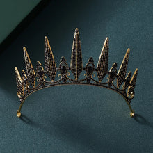 Load image into Gallery viewer, Black tiara Baroque crown crystal bride princess headpiece wedding accessories prom queen