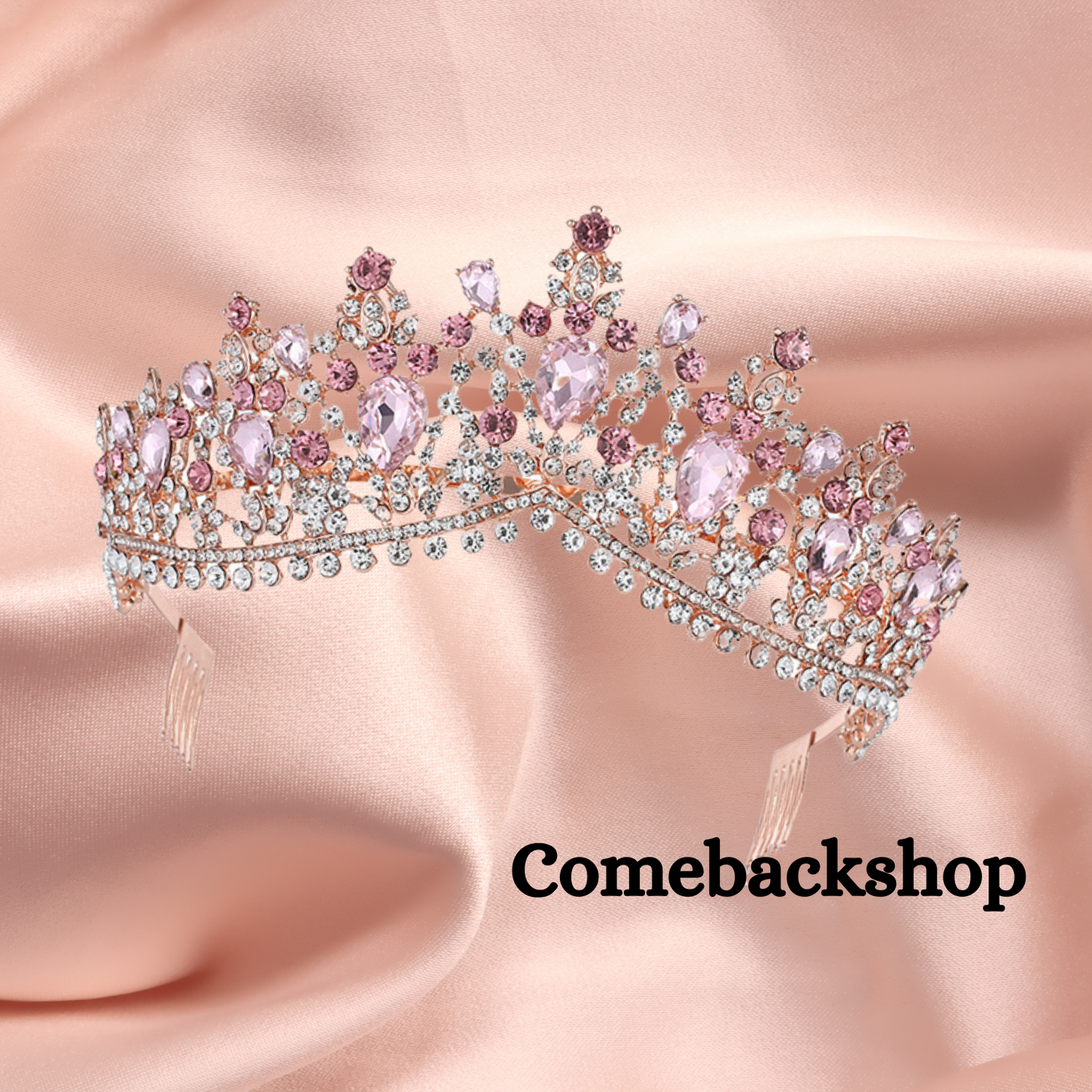 Crystal Tiara and Crowns pink for Women Gold Halo Crown Royal Tiara for Wedding Prom Pageant Halloween