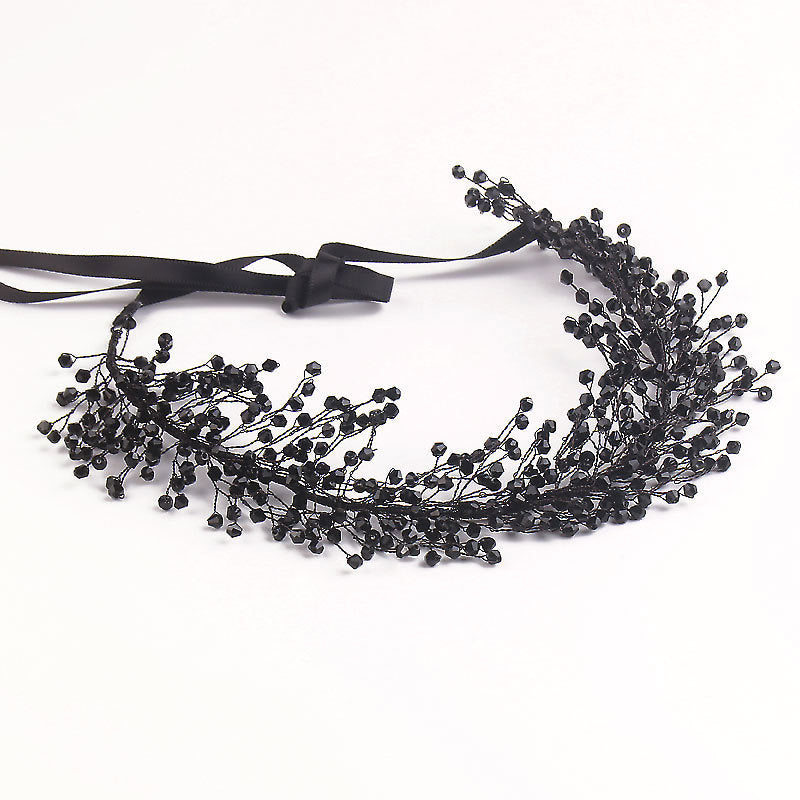 Black Bride Wedding Hair Vine Silver Leaf Bridal Headpieces Pearl Hair Accessories for Women and Girls