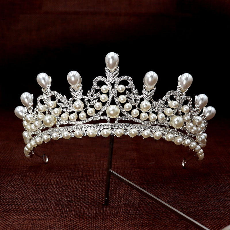 Wedding Tiara Simulated Pearls Jewelry,silver pearl crown