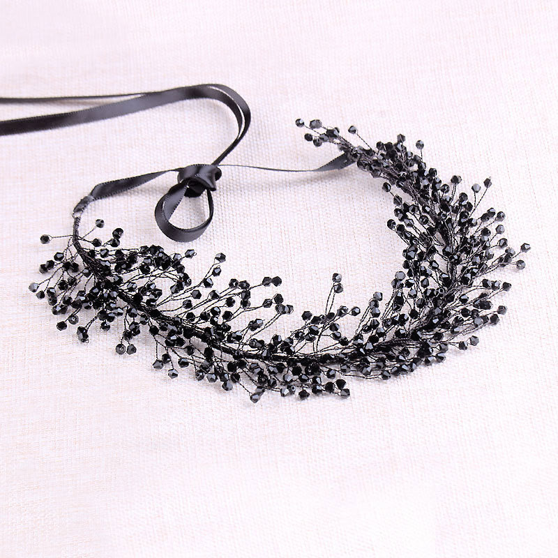 Black Bride Wedding Hair Vine Silver Leaf Bridal Headpieces Pearl Hair Accessories for Women and Girls