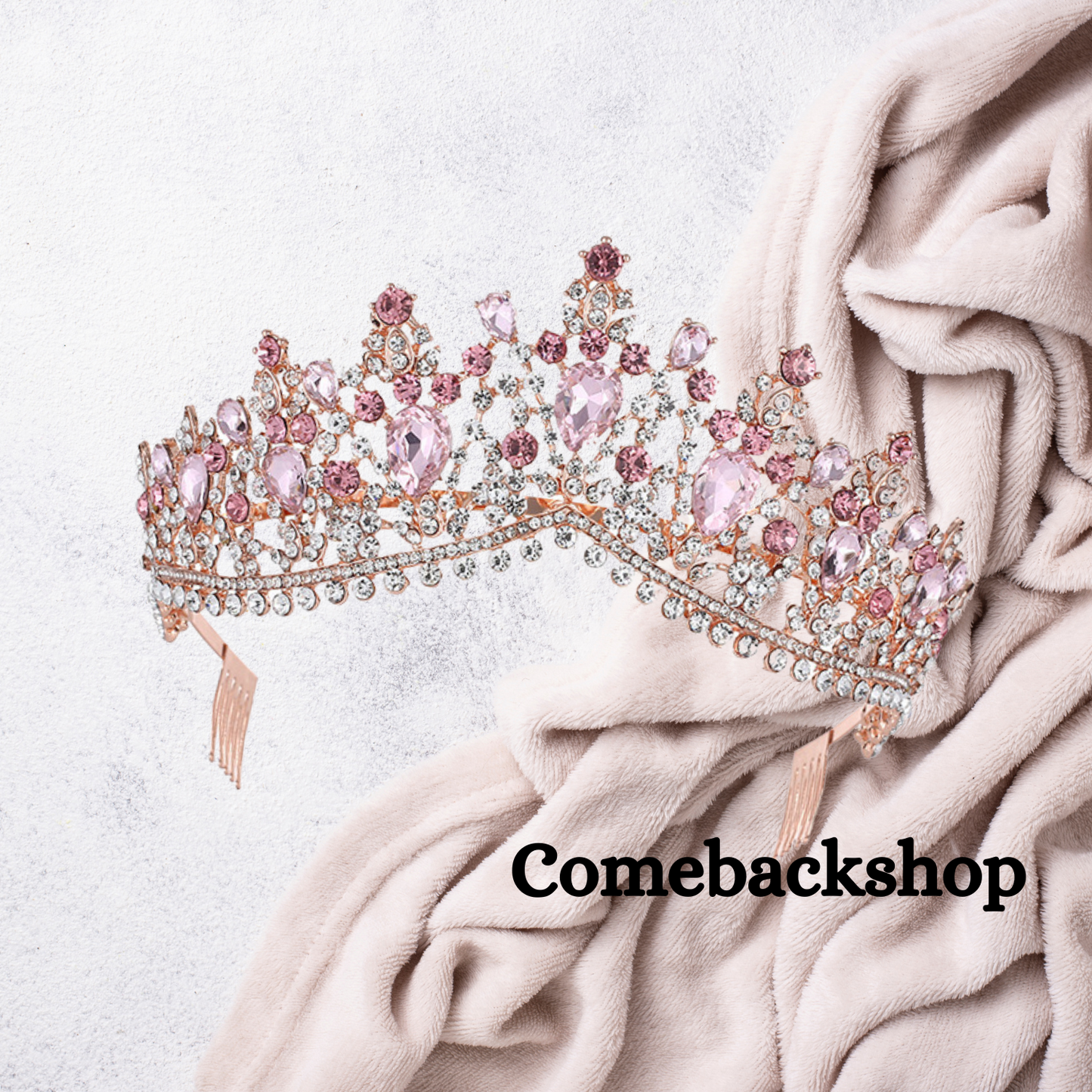 Crystal Tiara and Crowns pink for Women Gold Halo Crown Royal Tiara for Wedding Prom Pageant Halloween