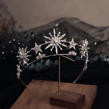 Load image into Gallery viewer, Star tiara crown queen wedding headband bridal jewelry prom dress birthday gifts bridesmaids dress