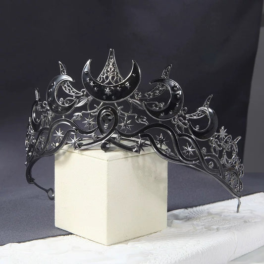 Moon Goth Crown Crystal Tiara Princess Hair Piece Wedding Tiara Wedding Crown Birthday Crown Sweet 16 Crown