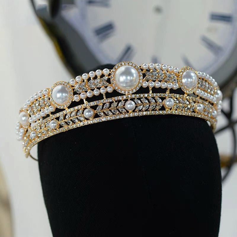 Gold Crystal Leaf Bridal Jewelry Sets Rhinestone Crown,Swarovski pear headpiece,party crown