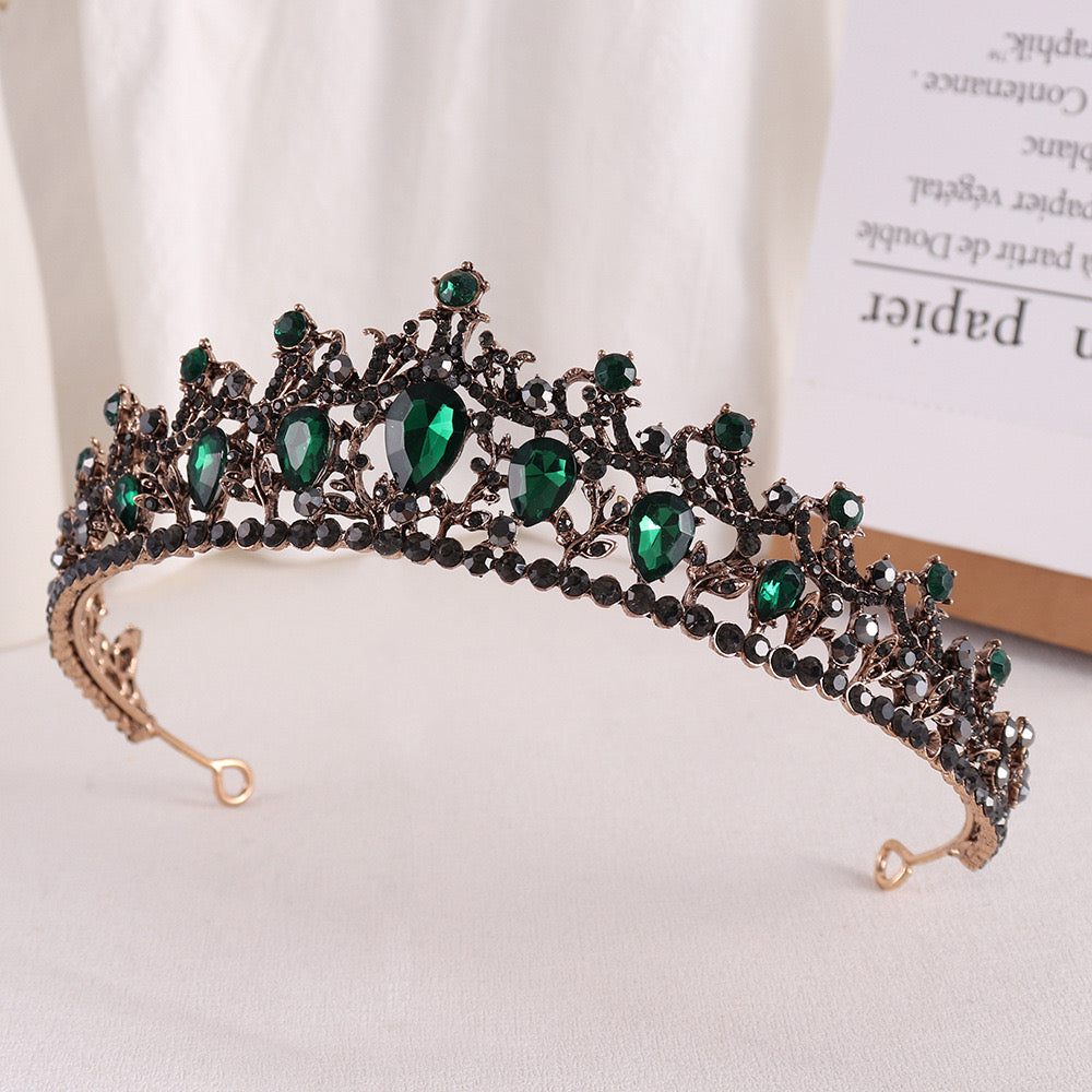 Green Wedding Hair Accessories Alloy Bridal Tiaras Gold birthday party gift prom dress tiara hair piece