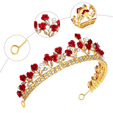 Load image into Gallery viewer, Crowns and Tiaras Hair Accessories for Wedding Prom Bridal Party Halloween Costume Christmas Gifts,Swarovski,red rose