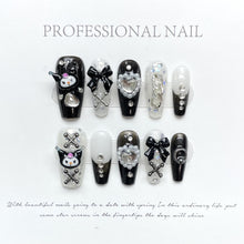 Load image into Gallery viewer, Hand-painted Wearable Nails Cute Y2K Purple Kuromi Nails Manicure Patch Finished Products Wholesale Kawaii Gift