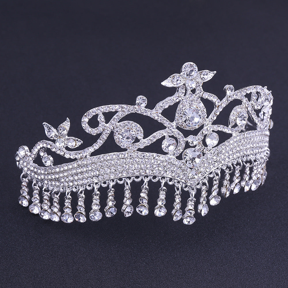 Baroque Crystal Wedding Headdress Princess Rhinestone Headband silver drop tiara crown bridal jewelry