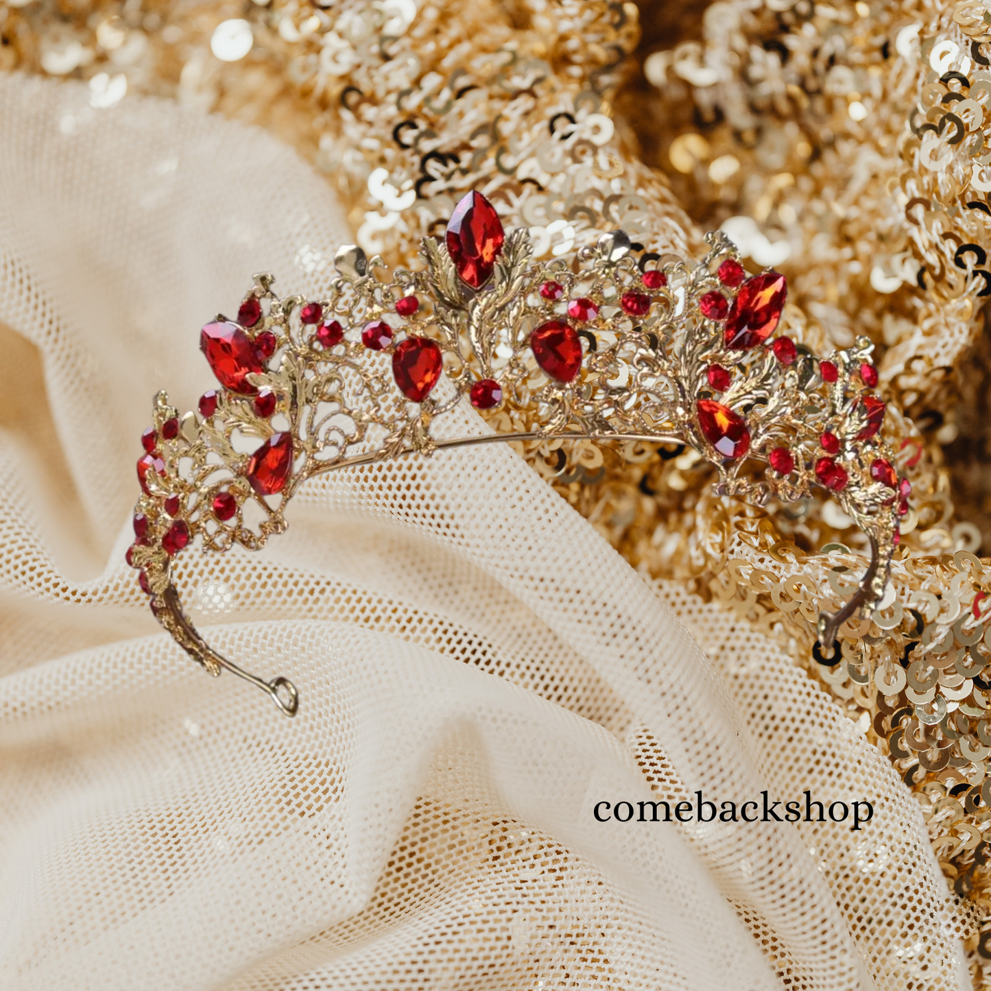 Baroque Red Crystal Tiaras And Crowns Prom Rhinestone Bridal Diadem Crown Taira For Women Wedding Hair Accessories Jewelry Crown