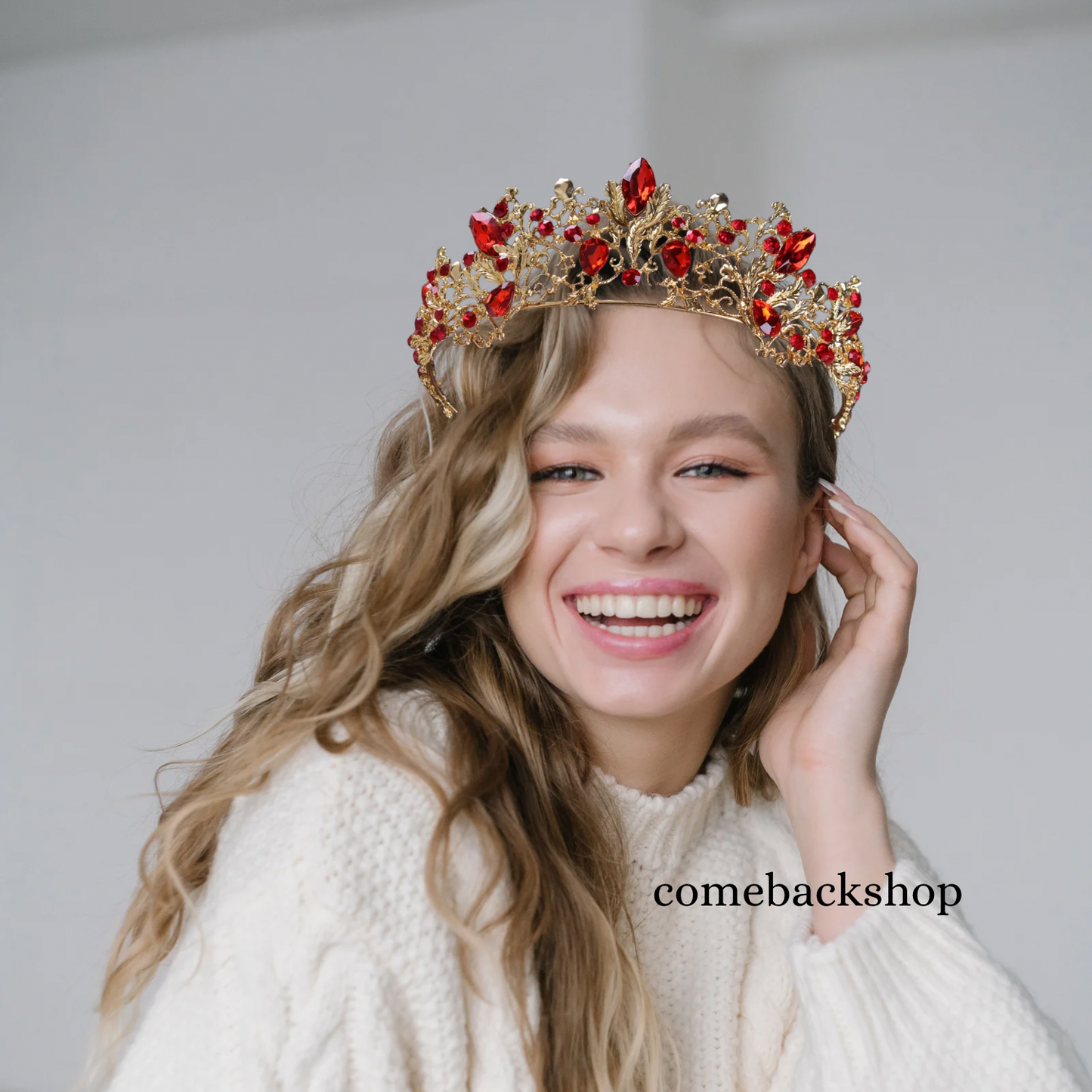 Baroque Red Crystal Tiaras And Crowns Prom Rhinestone Bridal Diadem Crown Taira For Women Wedding Hair Accessories Jewelry Crown