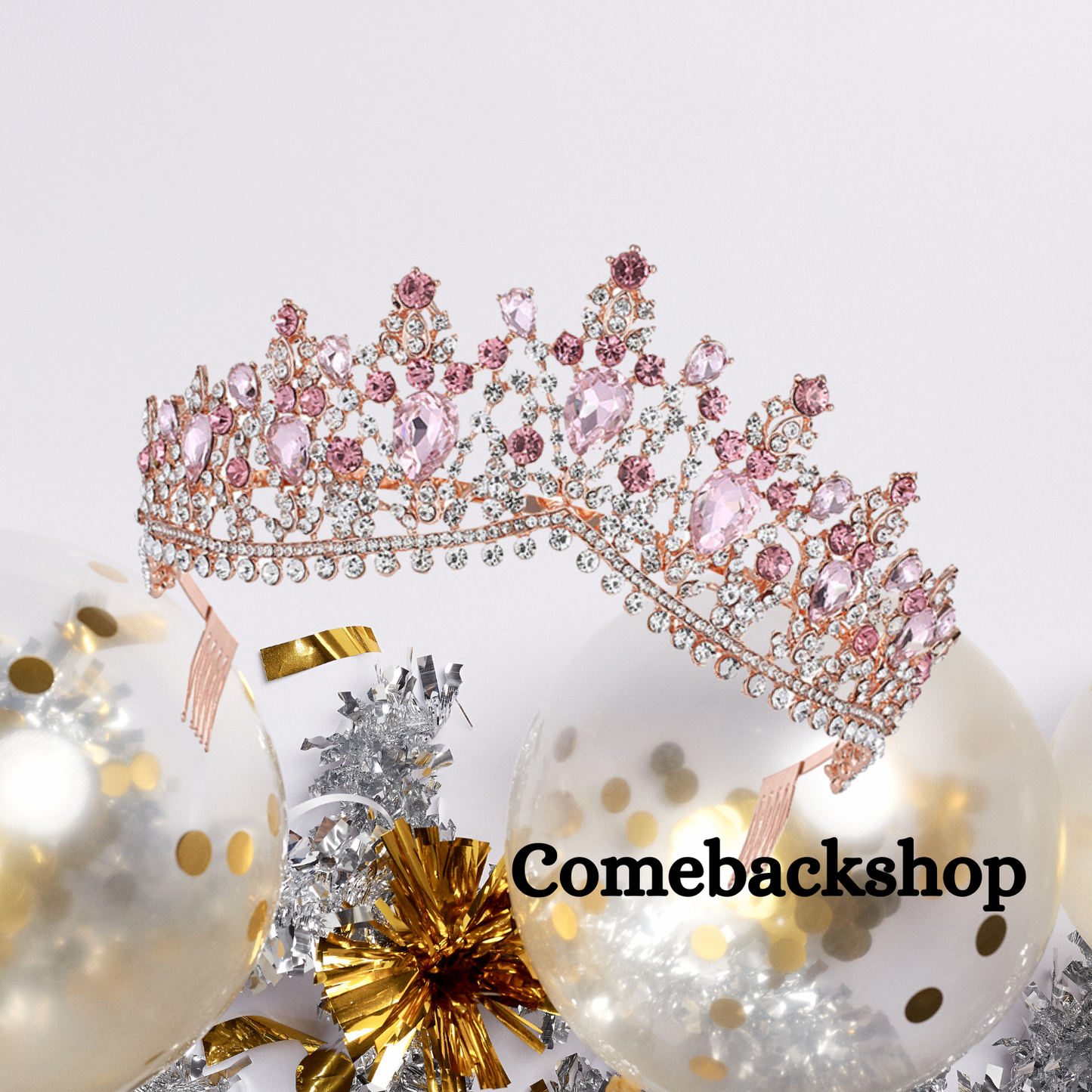 Crystal Tiara and Crowns pink for Women Gold Halo Crown Royal Tiara for Wedding Prom Pageant Halloween