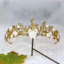 Load image into Gallery viewer, Baroque Handmade Gold Flower Leaf Tiara Crowns Wedding Hair Vine,Swarovski